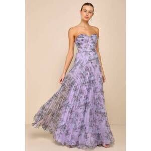 Lulus Purple Floral Print Organza Maxi Dress - Size S
